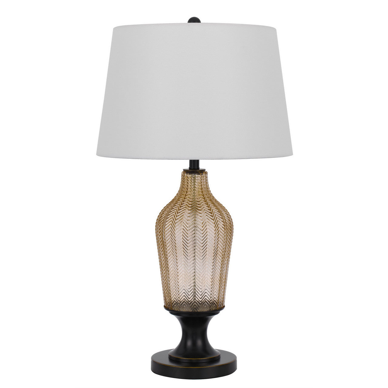 CAL Lighting 150W 3 Way fluted column glass table lamp with metal base Smoked/Dark Bronze BO-3046TB