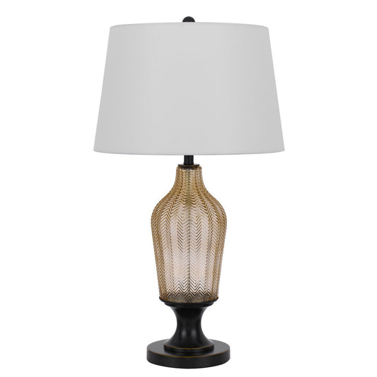 CAL Lighting 150W 3 Way fluted column glass table lamp with metal base Smoked/Dark Bronze BO-3046TB