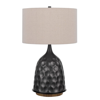 CAL Lighting 150W 3 Way Oskaloosa metal table lamp with drum shade Charcoal Grey BO-3050TB