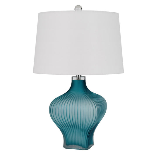 CAL Lighting 150W 3 Way Payson fluted art glass table lamp Aqua BO-3060TB