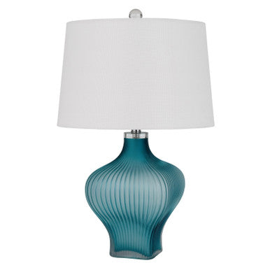 CAL Lighting 150W 3 Way Payson fluted art glass table lamp Aqua BO-3060TB