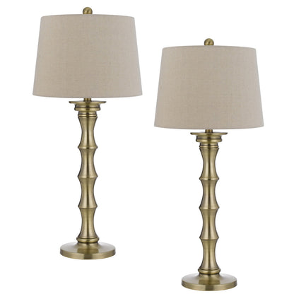 CAL Lighting 150W 3 Way Rockland metal table lamp. Priced and sold as pairs. Antique Brass BO-3066TB-2-AB