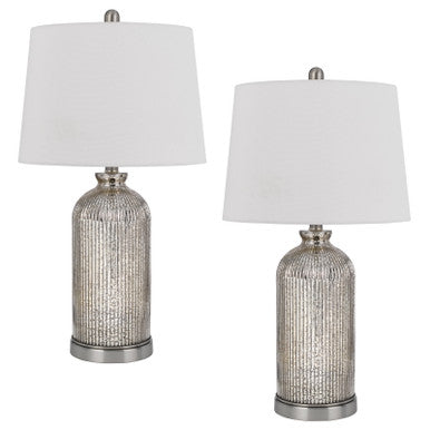 CAL Lighting 150W 3 Way Towson glass table lamp. Priced and sold as pairs. Antique mirror BO-3067TB-2