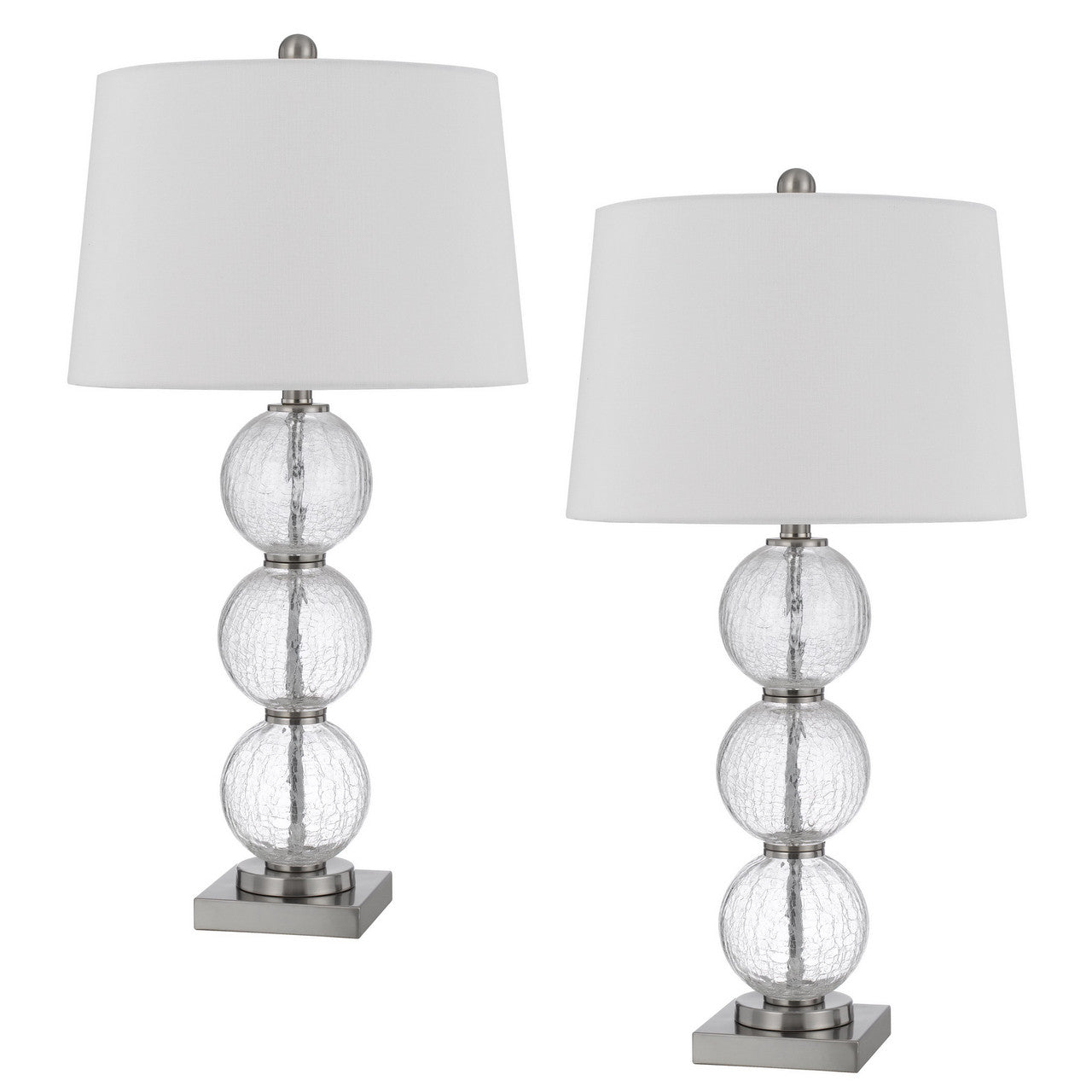 CAL Lighting 150W 3 Way Crosset crackle glass table lamp. Priced and sold as pairs. Glass BO-3069TB-2