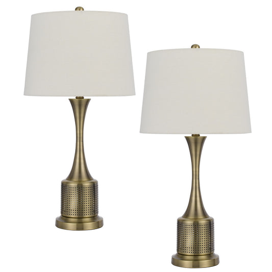 CAL Lighting 100W Toccoa metal table lamp. Priced and sold as pairs. Antique Brass BO-3071TB-2