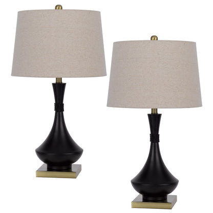 CAL Lighting 100W Hilo metal table lamp. Priced and sold as pairs. Black/Antique Brass BO-3072TB-2