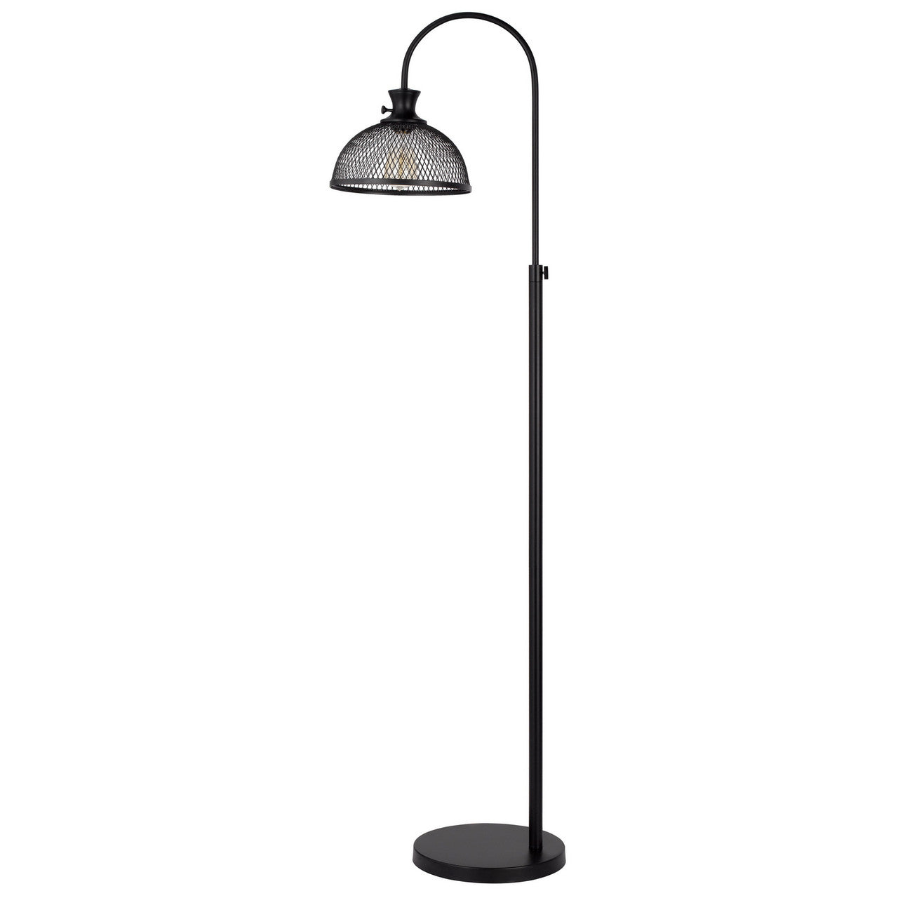 CAL Lighting 60W Lewiston metal downbridge adjustable floor lamp with mesh shade Black BO-3074FL