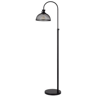 CAL Lighting 60W Lewiston metal downbridge adjustable floor lamp with mesh shade Black BO-3074FL