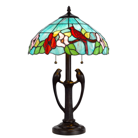 CAL Lighting 60W x 2 Tiffany table lamp Antique Bronze BO-3076TB