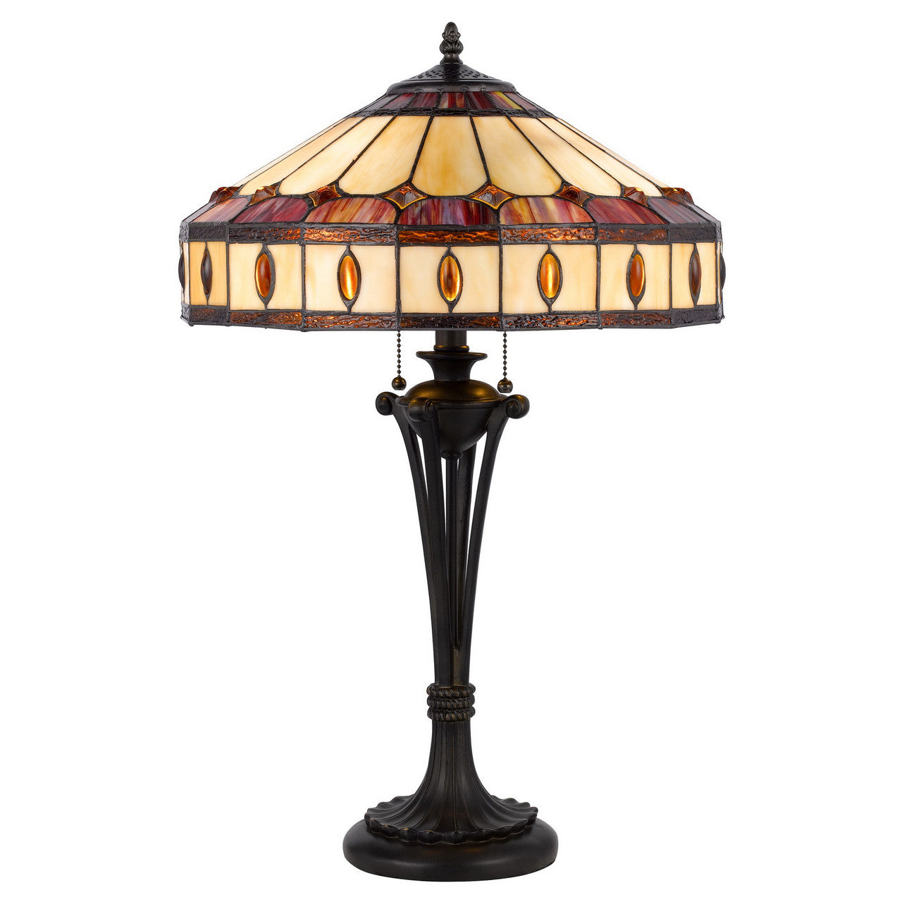 CAL Lighting 60W x 2 Tiffany table lamp Black BO-3077TB