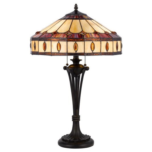 CAL Lighting 60W x 2 Tiffany table lamp Black BO-3077TB