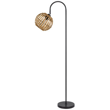 CAL Lighting 60W Worcrest downbridge metal floor lamp with bamboo shade Black BO-3079FL