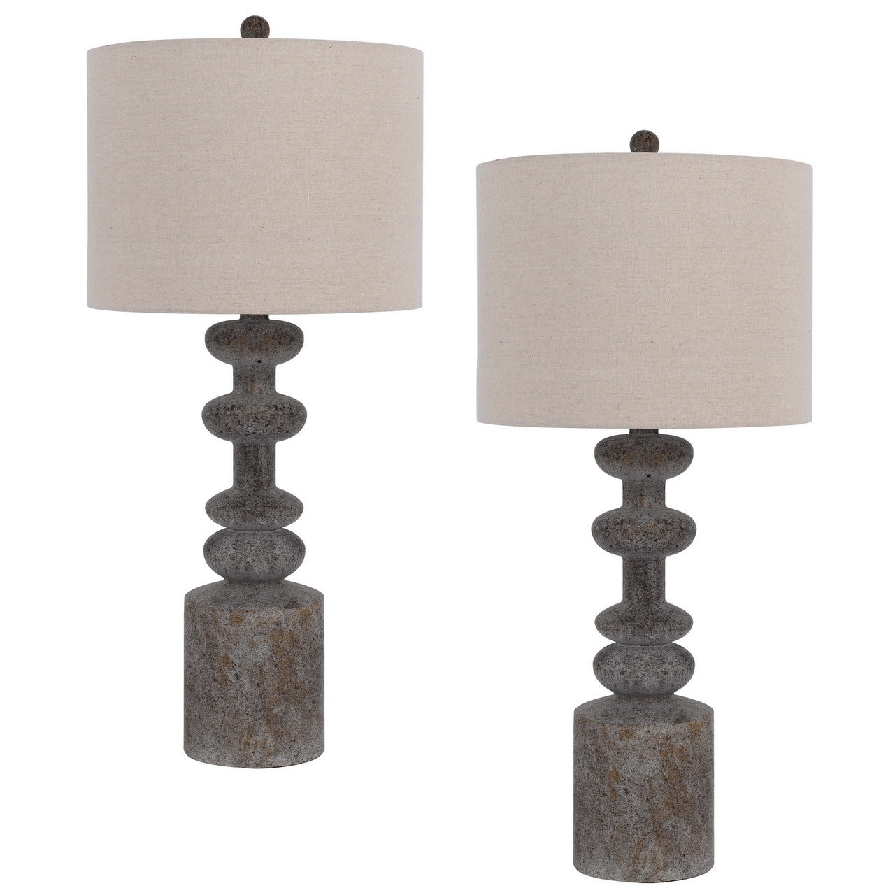 CAL Lighting 150W 3 Way Blackfoot resin table lamp. Priced and sold as pairs. Pebble BO-3080TB-2