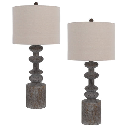 CAL Lighting 150W 3 Way Blackfoot resin table lamp. Priced and sold as pairs. Pebble BO-3080TB-2