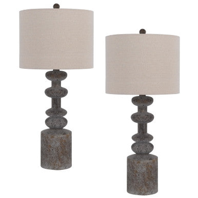 CAL Lighting 150W 3 Way Blackfoot resin table lamp. Priced and sold as pairs. Pebble BO-3080TB-2