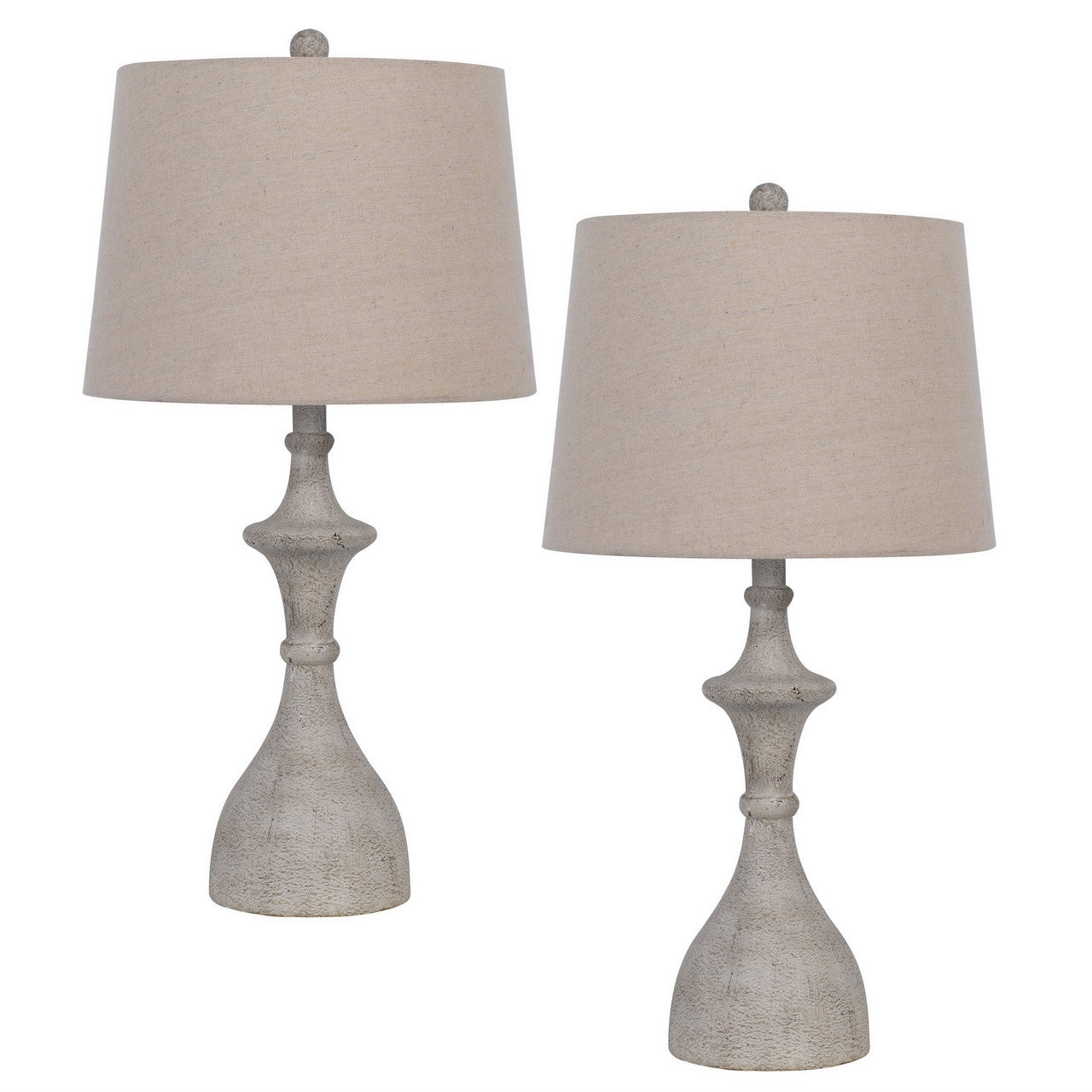 CAL Lighting 150W 3 Way Acoma resin table lamp. Priced and sold as pairs. White Washed BO-3082TB-2