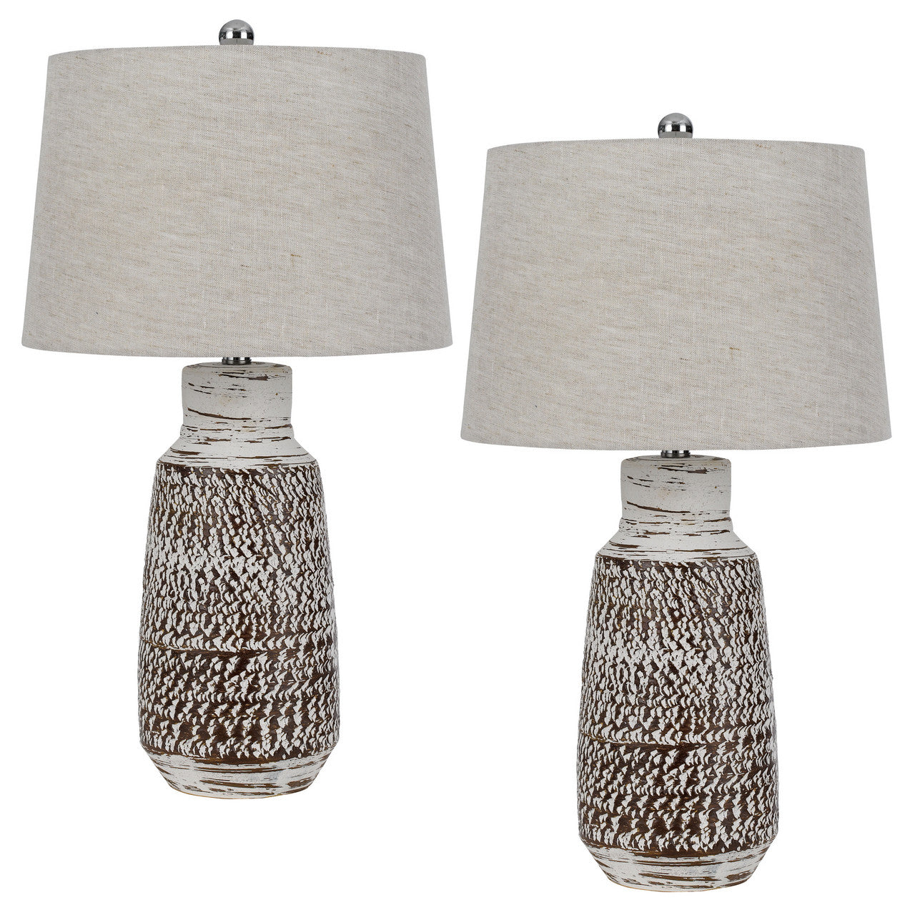 CAL Lighting 150W 3 Way Scottsboro ceramic table lamp and hardback taper drum soft burlap shade (sold as pairs) Terra Cotta BO-3087TB-2