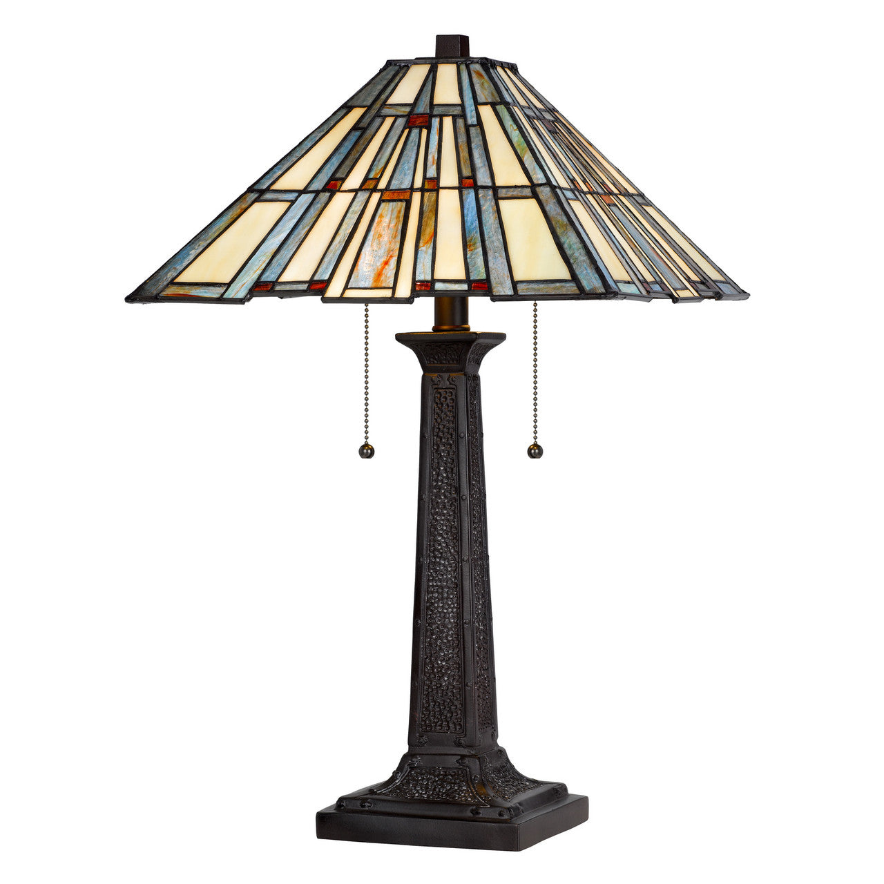 CAL Lighting 60W x 2 metal/resin Tiffany table lamp with pull chain switches Dark Bronze BO-3100TB