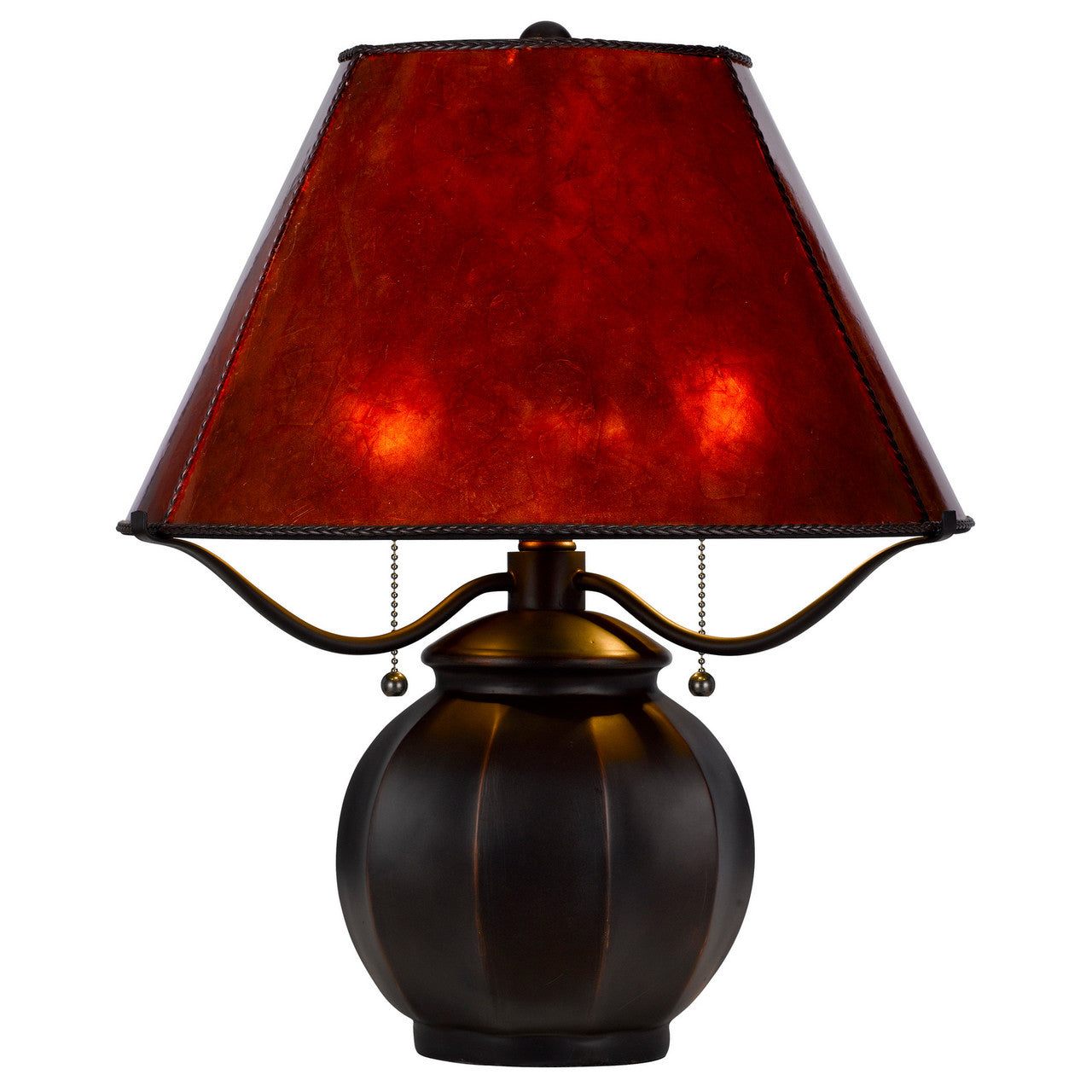 CAL Lighting 60W x 2 Indio metal/resin mica table lamp with pull chain switch Mica BO-3102TB