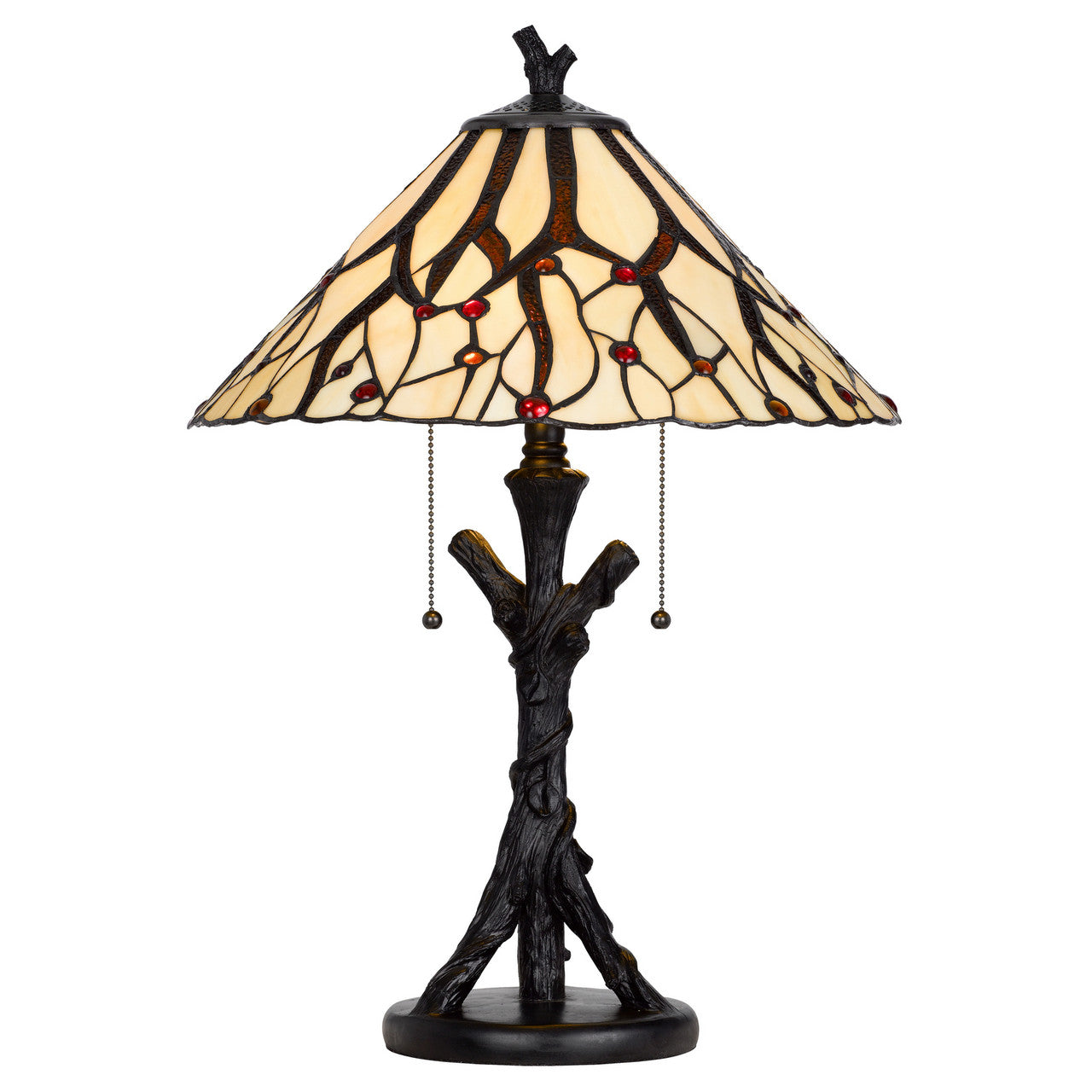 CAL Lighting 60W x 2 metal/resin Tiffany table lamp with pull chain switches Dark Bronze BO-3104TB