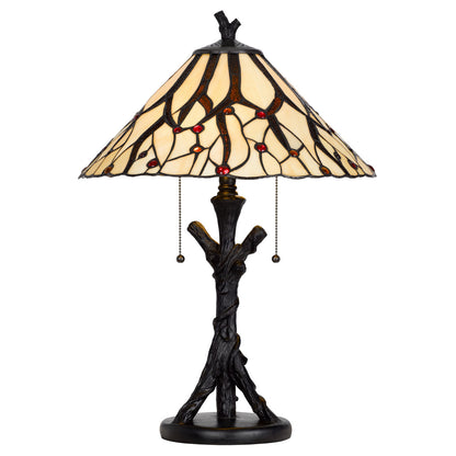 CAL Lighting 60W x 2 metal/resin Tiffany table lamp with pull chain switches Dark Bronze BO-3104TB