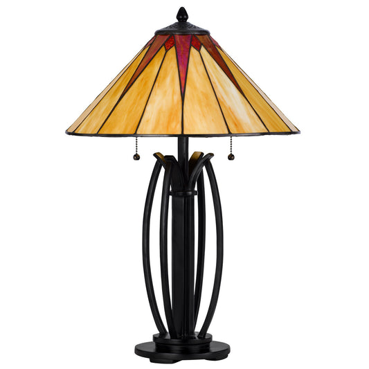 CAL Lighting 60W x 2 metal/resin Tiffany table lamp with pull chain switches Dark Bronze BO-3105TB