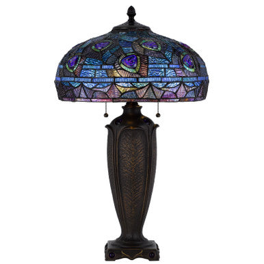 CAL Lighting 60W x 2 metal/resin Tiffany table lamp with pull chain switches Dark Bronze BO-3107TB