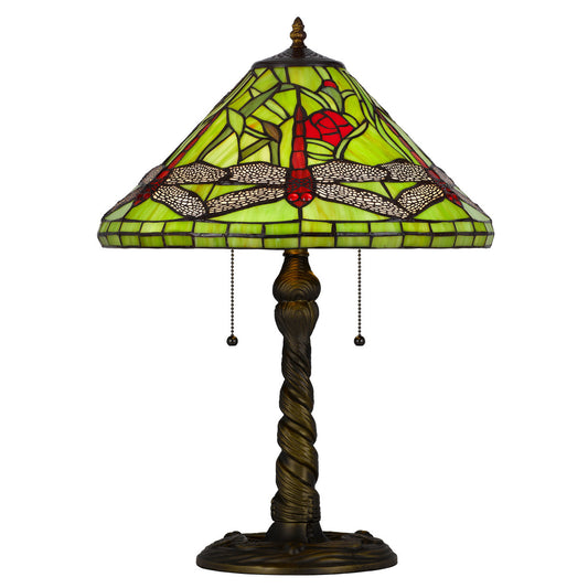 CAL Lighting 60W x 2 metal/resin Tiffany table lamp with pull chain switches Antique Brass BO-3110TB