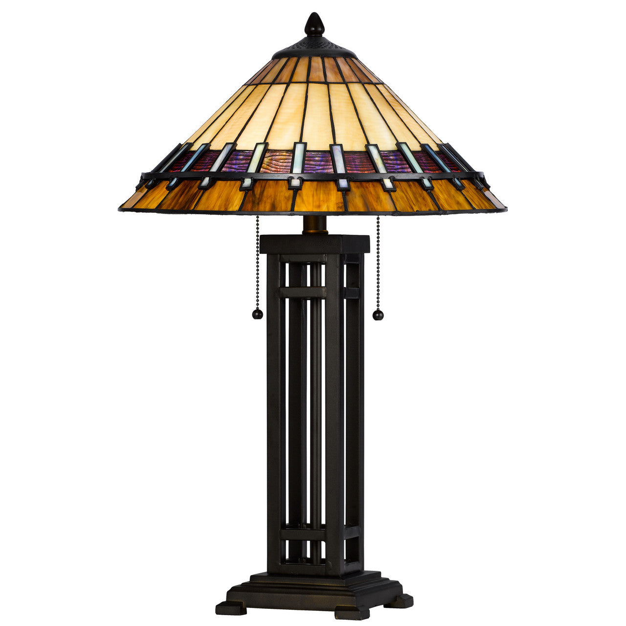 CAL Lighting 60W x 2 metal/resin Tiffany table lamp with pull chain switches Dark Bronze BO-3111TB