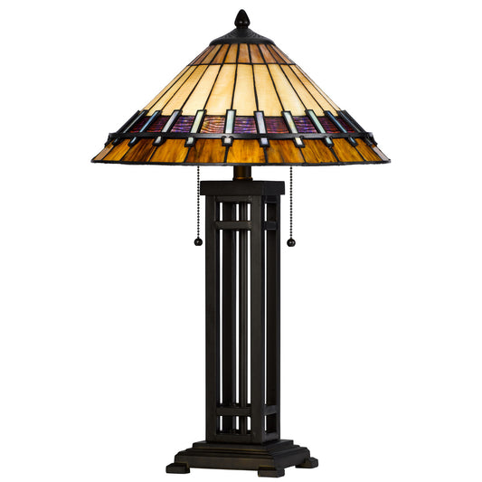 CAL Lighting 60W x 2 metal/resin Tiffany table lamp with pull chain switches Dark Bronze BO-3111TB