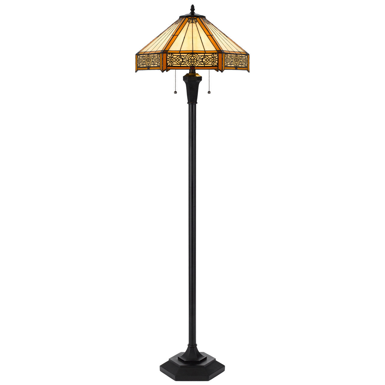 CAL Lighting 60W x 2 metal/resin Tiffany floor lamp with pull chain switches Dark Bronze BO-3112FL