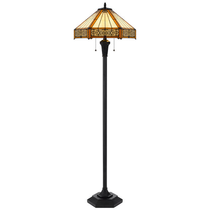 CAL Lighting 60W x 2 metal/resin Tiffany floor lamp with pull chain switches Dark Bronze BO-3112FL