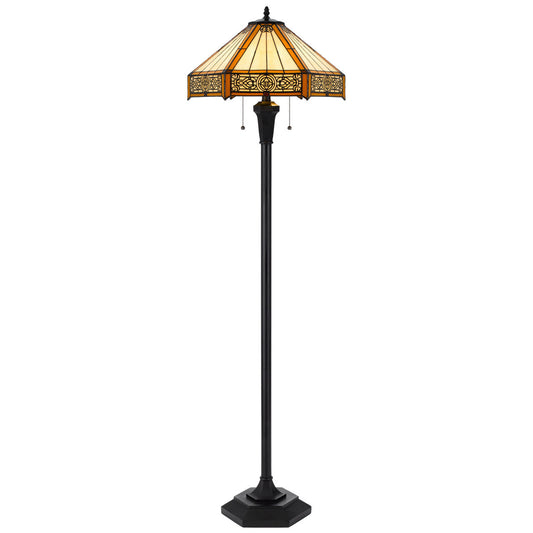 CAL Lighting 60W x 2 metal/resin Tiffany floor lamp with pull chain switches Dark Bronze BO-3112FL