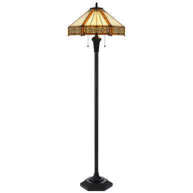 CAL Lighting 60W x 2 metal/resin Tiffany floor lamp with pull chain switches Dark Bronze BO-3112FL