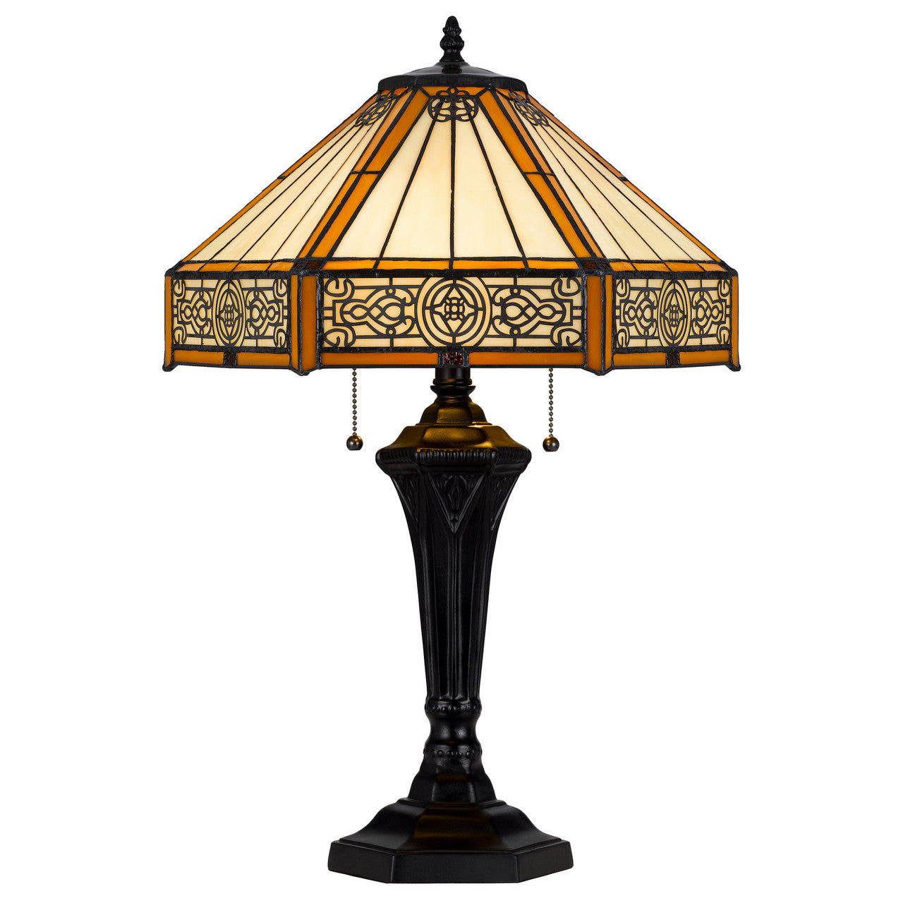 CAL Lighting 60W x 2 metal/resin Tiffany table lamp with pull chain switches Dark Bronze BO-3112TB