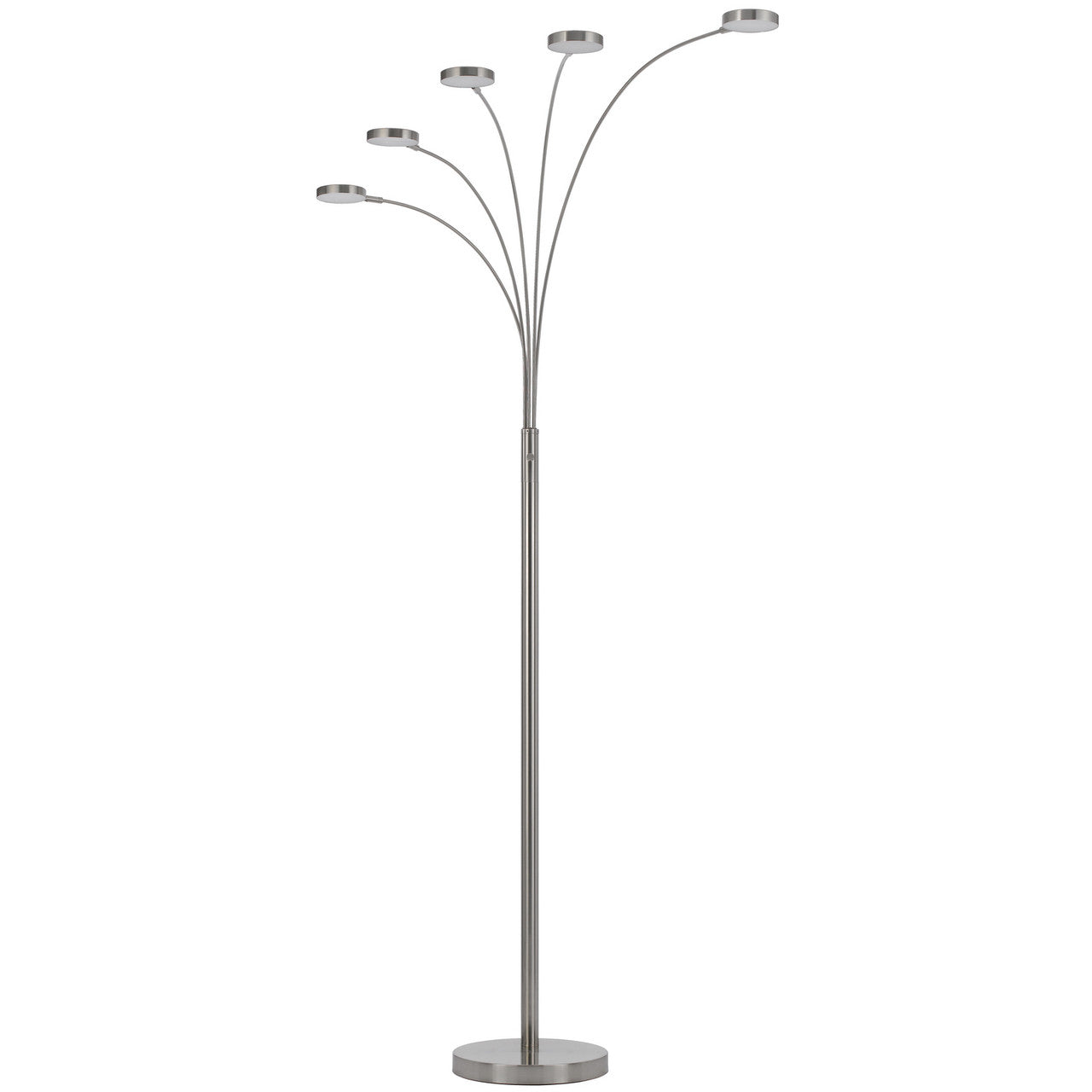 CAL Lighting Malibu Intergrated LED 8W x 5 metal arc floor lamp Brushed Steel BO-3121FL-5L-BS