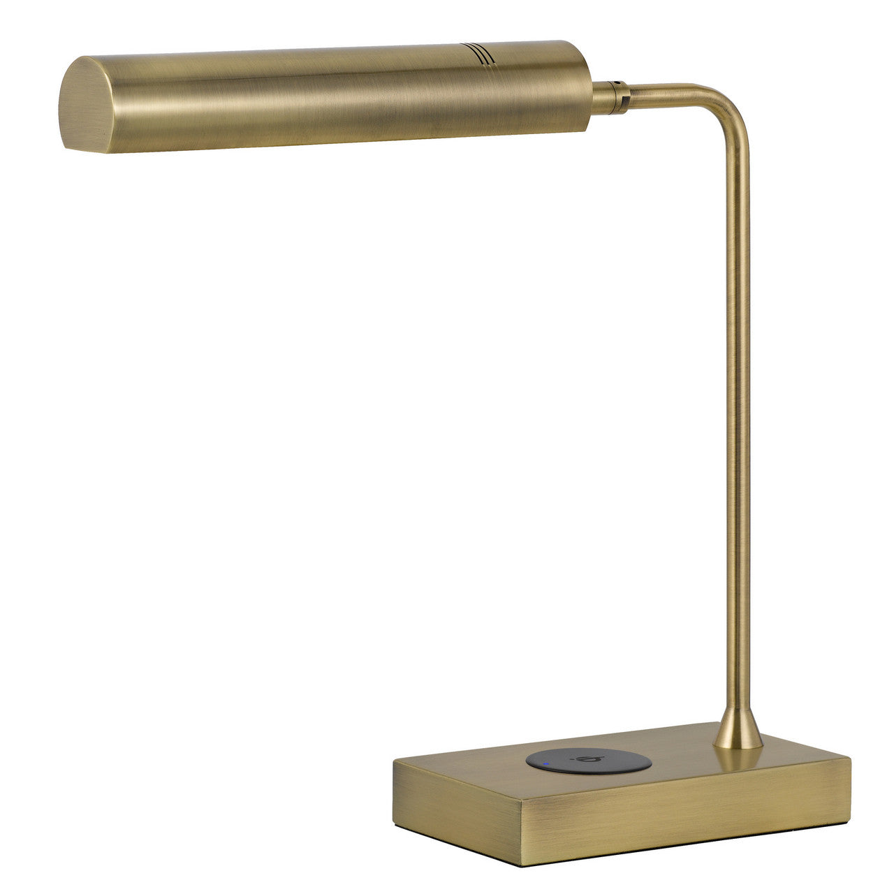 CAL Lighting Delray 12W intergrated LED metal desk lamp with wireless charging port Antique Brass BO-3133TB-AB