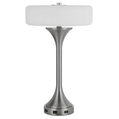 CAL Lighting Espoo 25W x 3 metal desk/table lamp with frosted glass shade Brushed Steel BO-3137TB