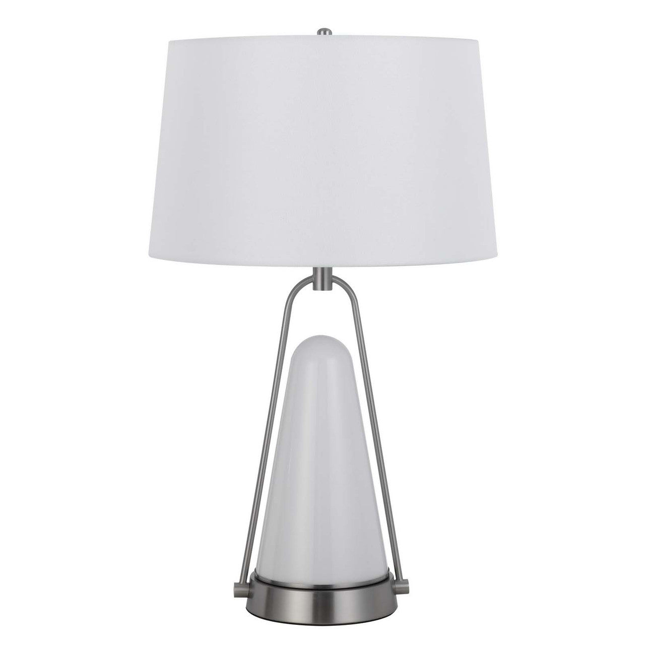 CAL Lighting 100W Birchmore metal/glass table lamp with built in LED night light Brushed Steel BO-3160TB