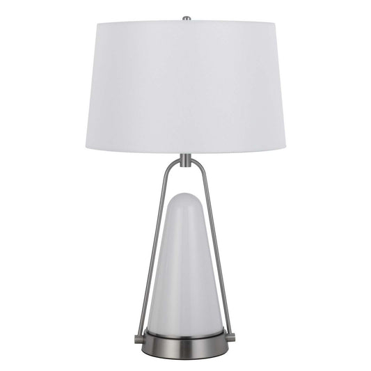 CAL Lighting 100W Birchmore metal/glass table lamp with built in LED night light Brushed Steel BO-3160TB