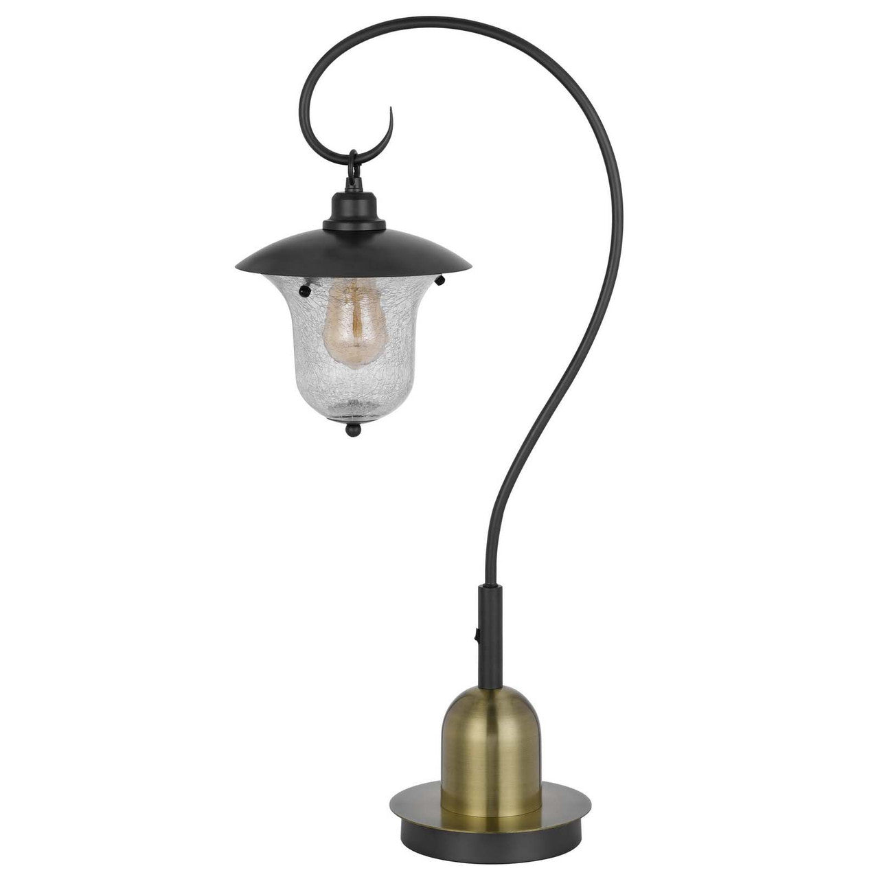 CAL Lighting 60W Walcott downbridge lantern metal table lamp with bubbled glass shade Dark Bronze/Antique Brass BO-3161TB