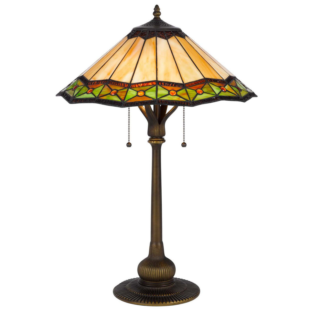 CAL Lighting 60W x 2 Armscroft tiffany table lamp Bronze BO-3164TB