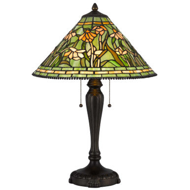 CAL Lighting 60W x 2 Milwood tiffany table lamp Bronze BO-3167TB