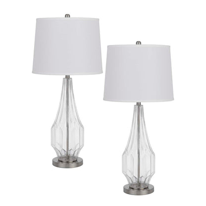 CAL Lighting 150W 3 Way Walham glass table lamp with hardback fabric shade (sold in pairs) Glass BO-3170TB-2