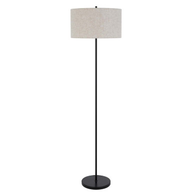 CAL Lighting 150W 3 Way Cromwell metal floor lamp with linen shade Black BO-3174FL-BK-BU