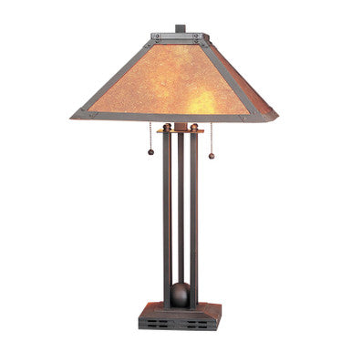 CAL Lighting 60W X 2 Table Lamp W/Mica Shade Rust BO-476