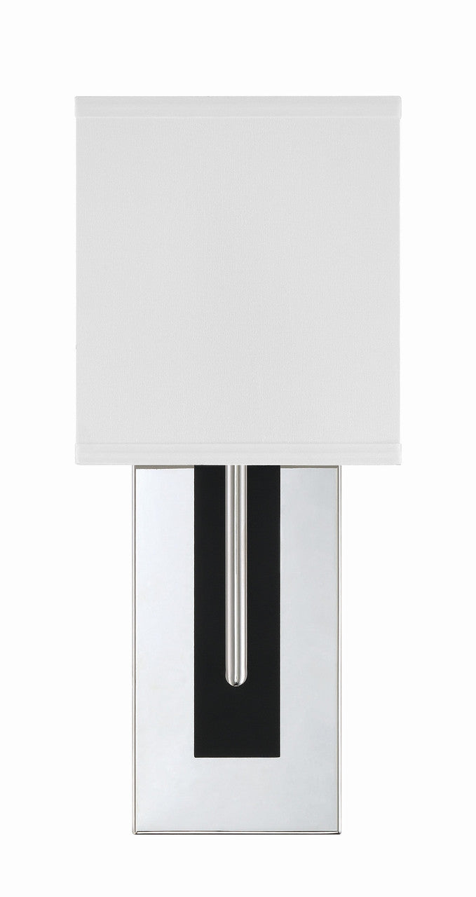 Crystorama Brent 1 Light Polished Nickel + Black Forged Wall Mount BRE-A3631-PN-BF