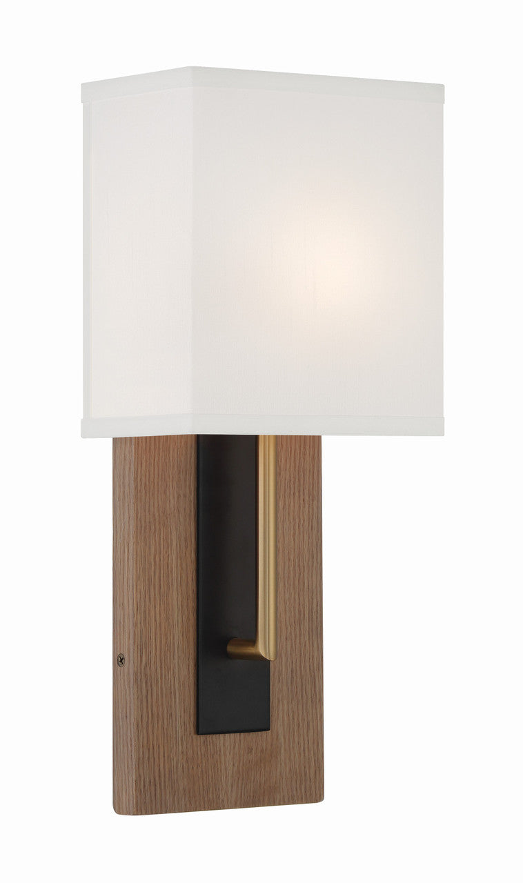 Crystorama Brent 1 Light Matte Black + Vibrant Gold Sconce BRE-A3633-MK-VG