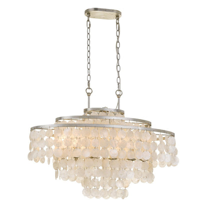 Crystorama Brielle 6 Light Antique Silver Linear Chandelier BRI-3009-SA