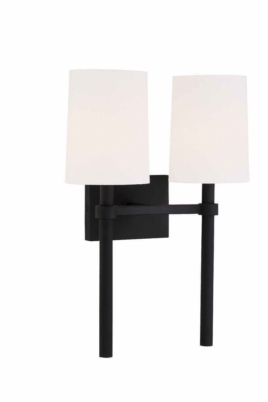 Crystorama Bromley 2 Light Black Forged Wall Mount BRO-452-BF